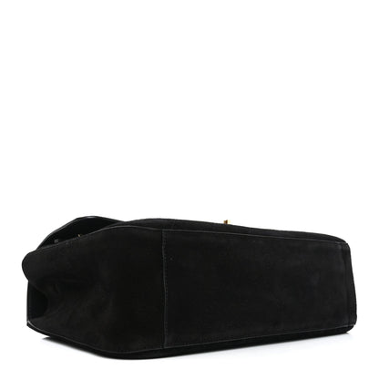 Suede Calfskin Small Souplissimo Maxi Flap Black