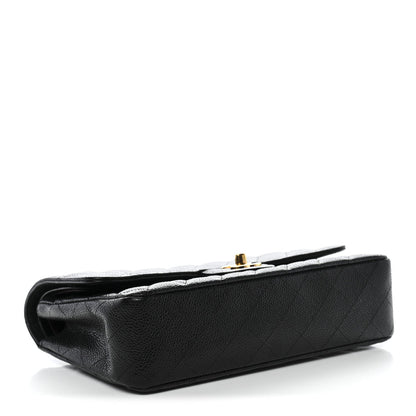 Caviar Quilted Medium Double Flap Black