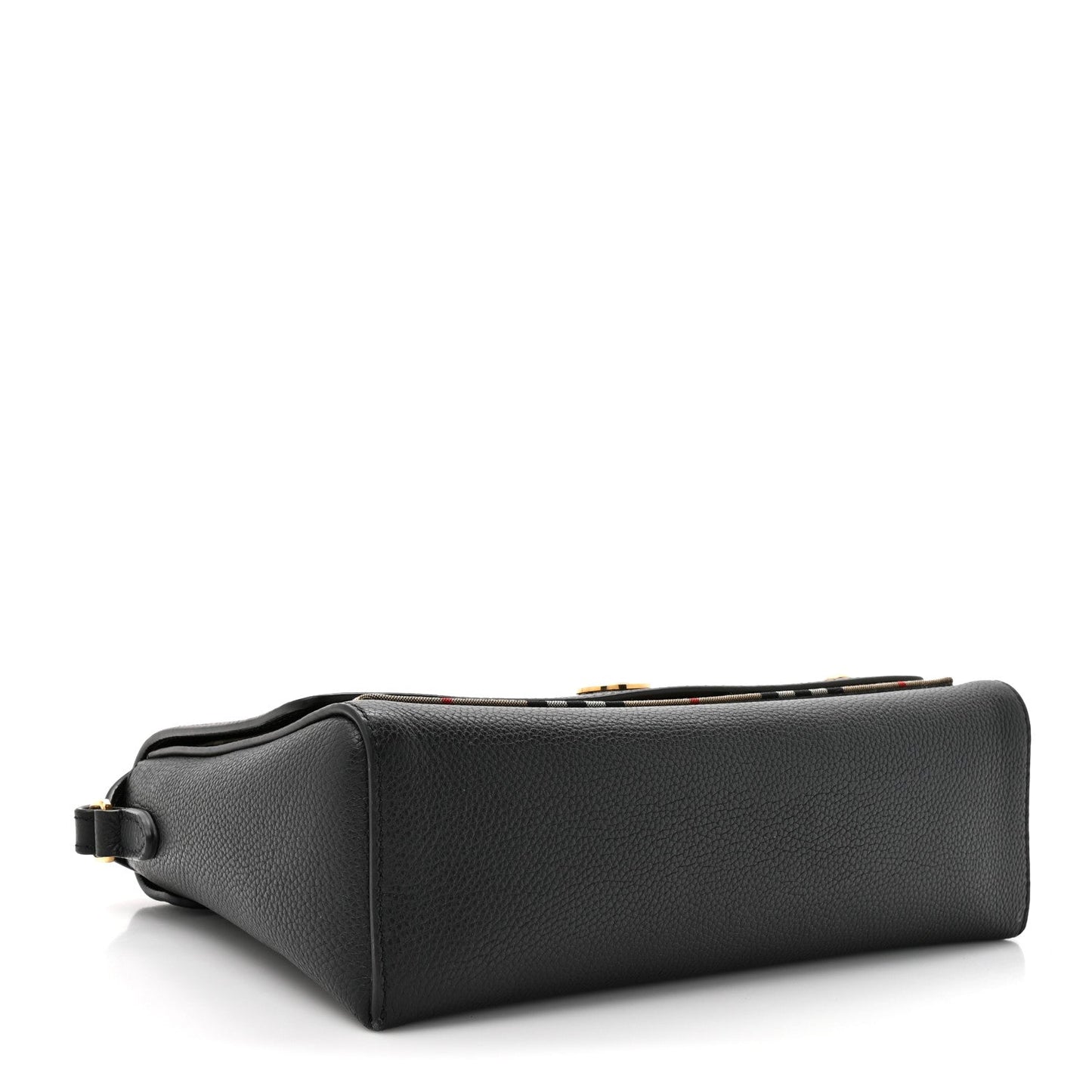Coated Canvas Calfskin Vintage Check Medium Note Crossbody Bag Black