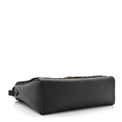 Coated Canvas Calfskin Vintage Check Medium Note Crossbody Bag Black