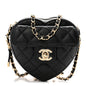 Lambskin Quilted CC In Love Heart Clutch With Chain Black