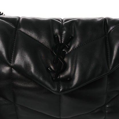 Lambskin Quilted Toy Loulou Puffer Monogram Monochrome Chain Satchel Black