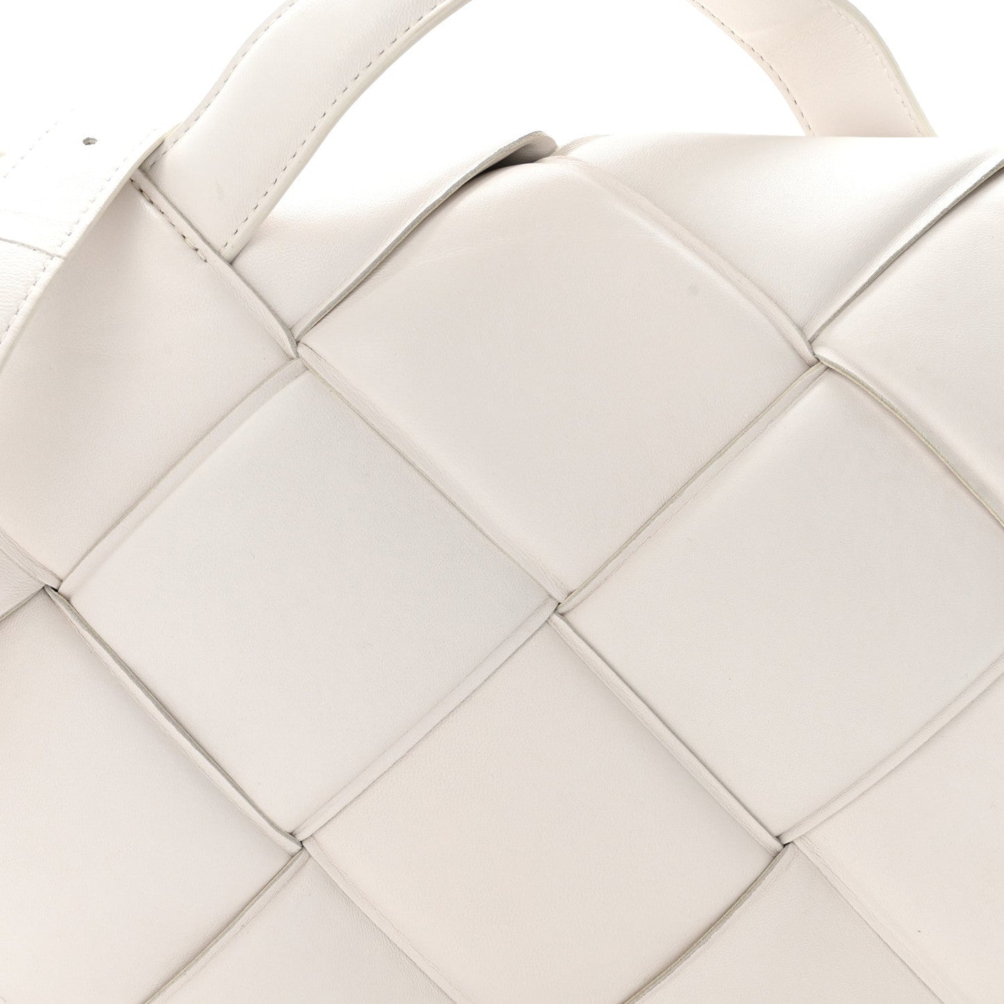 Nappa Intreccio Padded Top Handle Shoulder Bag White