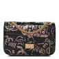 Calfskin Crocodile Embossed Graffiti 2.55 Mini Cocodile Reissue Flap Black Pink