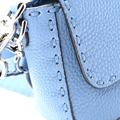 Cuoio Roma Sellerissima Nappa Sintetica Tape Stitch Baguette Placca Placca Argento Blue
