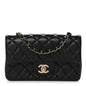 Lambskin Quilted Mini Rectangular Flap Black