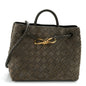 Suede Intrecciato Small Andiamo Shoulder Bag Cypress