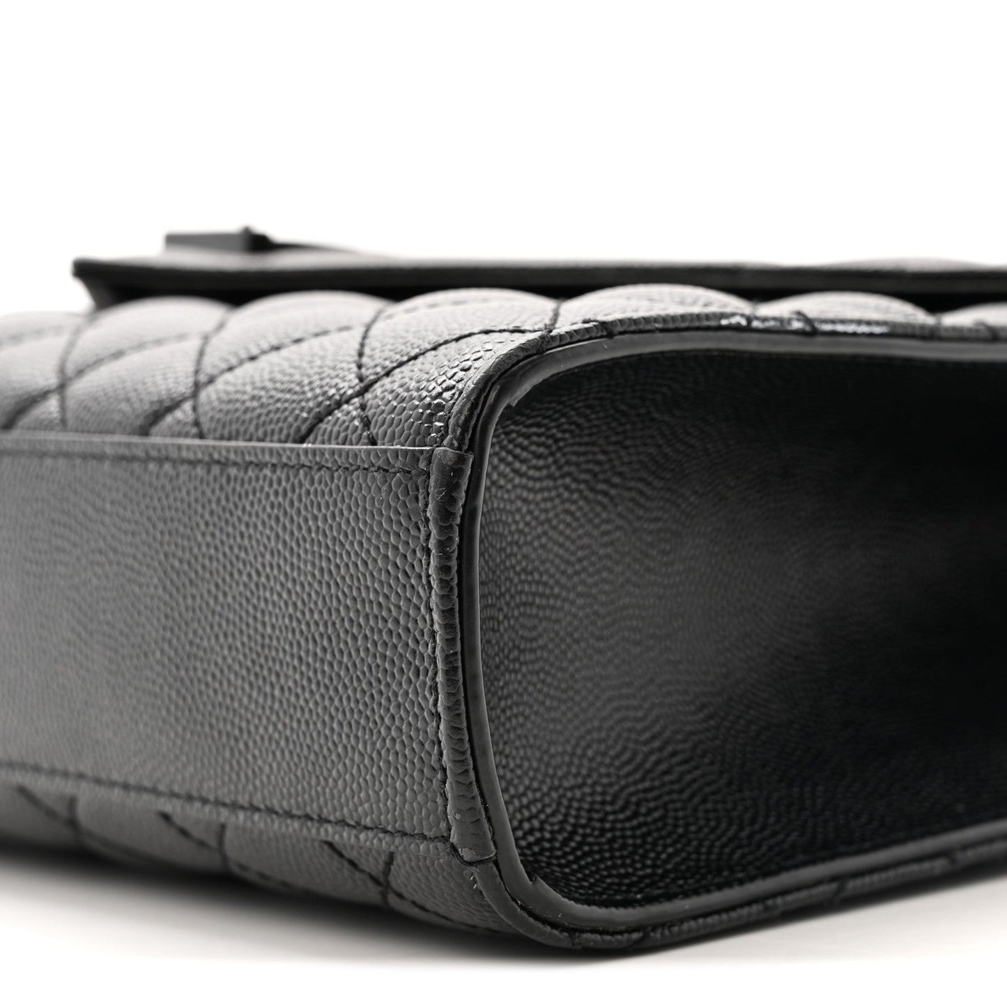 Grain De Poudre Textured Mixed Matelasse Triquilt Medium Monogram Monochrome Satchel Black