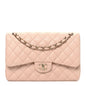 Caviar Quilted Jumbo Double Flap Light Beige