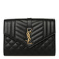 Grain De Poudre Textured Mixed Matelasse Triquilt Monogram Clutch Black