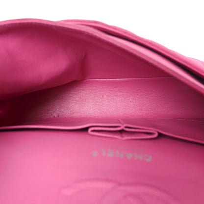 Iridescent Caviar Quilted Medium Double Flap Pink