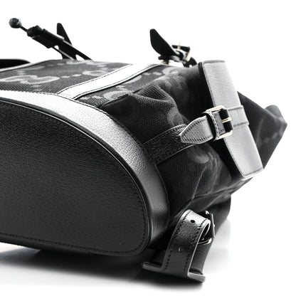 Monogram Jumbo GG Textured Dollar Calfskin Web Double Buckle Backpack Black