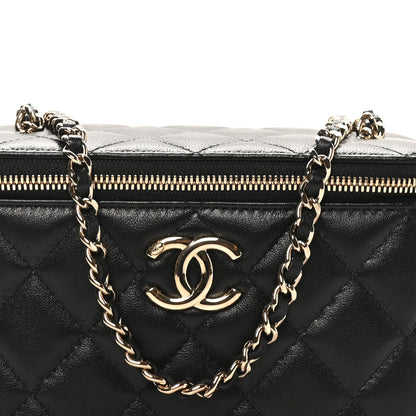 Lambskin Quilted Small CC Vanity Case Black
