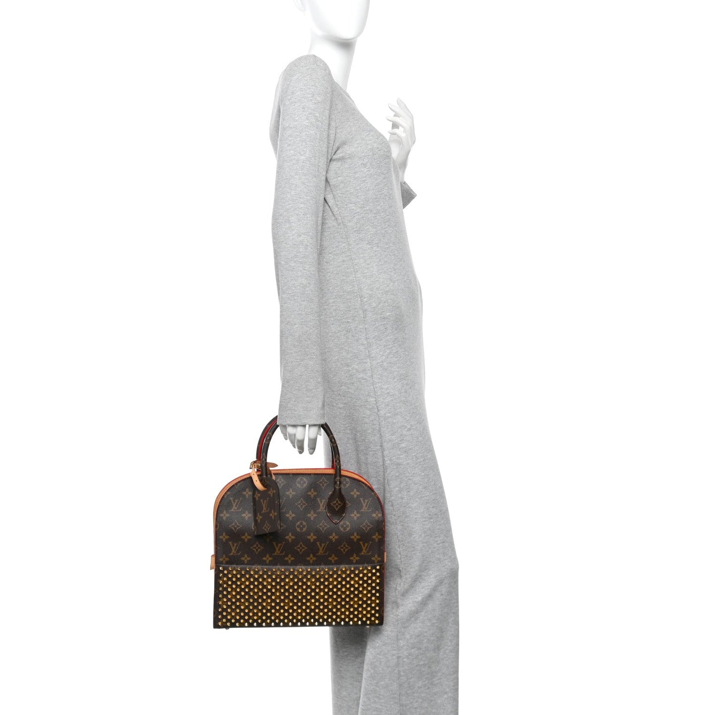 Monogram Calf Hair Spikes Iconoclasts Christian Louboutin Tote Red