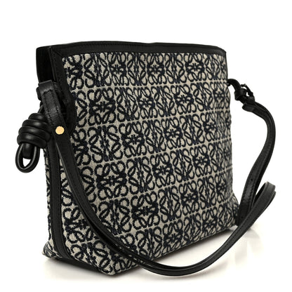 Jacquard Anagram Calfskin Mini Flamenco Knot Clutch Navy Black