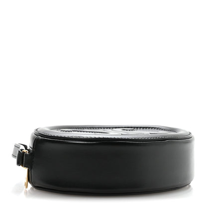 Smooth Calfskin Cuir Small Triomphe Oval Crossbody Purse Black