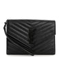 Grain De Poudre Matelasse Chevron Monogram Monochrome Envelope Clutch Black