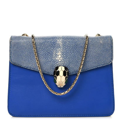 Galuchat Calfskin Serpenti Forever Crossbody Bag Blue
