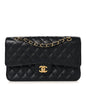 Caviar Quilted Medium Double Flap Black
