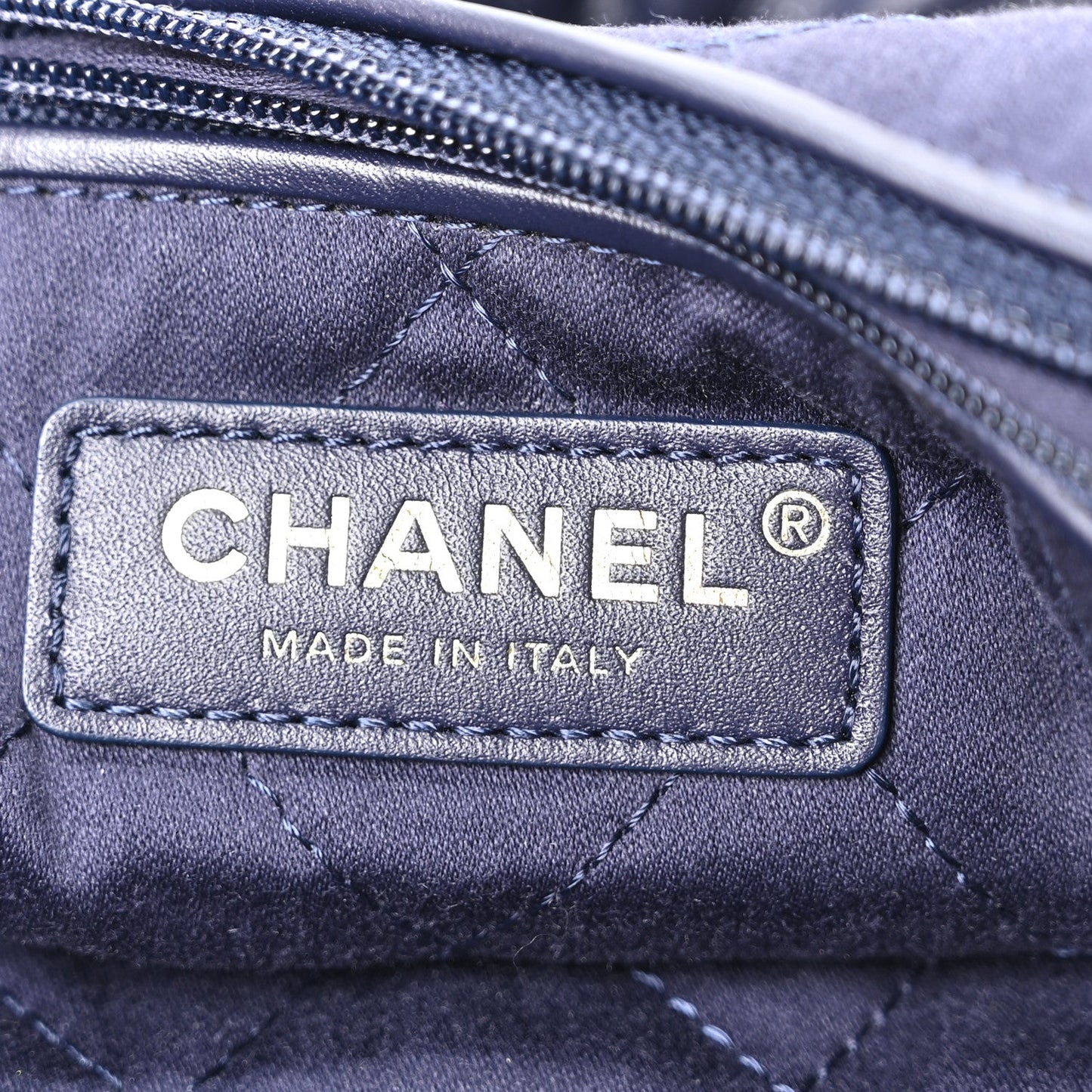 Shiny Calfskin Quilted Chanel 22 Navy Blue