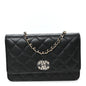 Caviar Quilted Crystal Heart CC Wallet On Chain WOC Black
