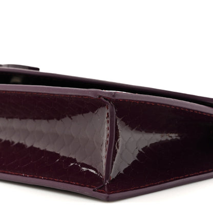 Patent Birdy Snakeskin Embossed Loubi54 Crossbody Clutch Merlot