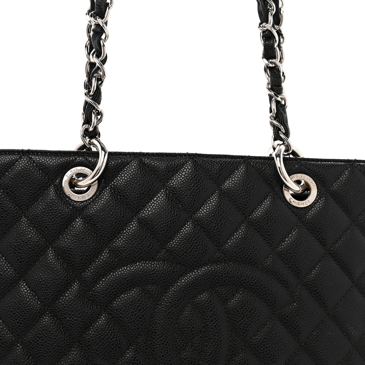 Caviar Quilted Grand Shopping Tote GST Black