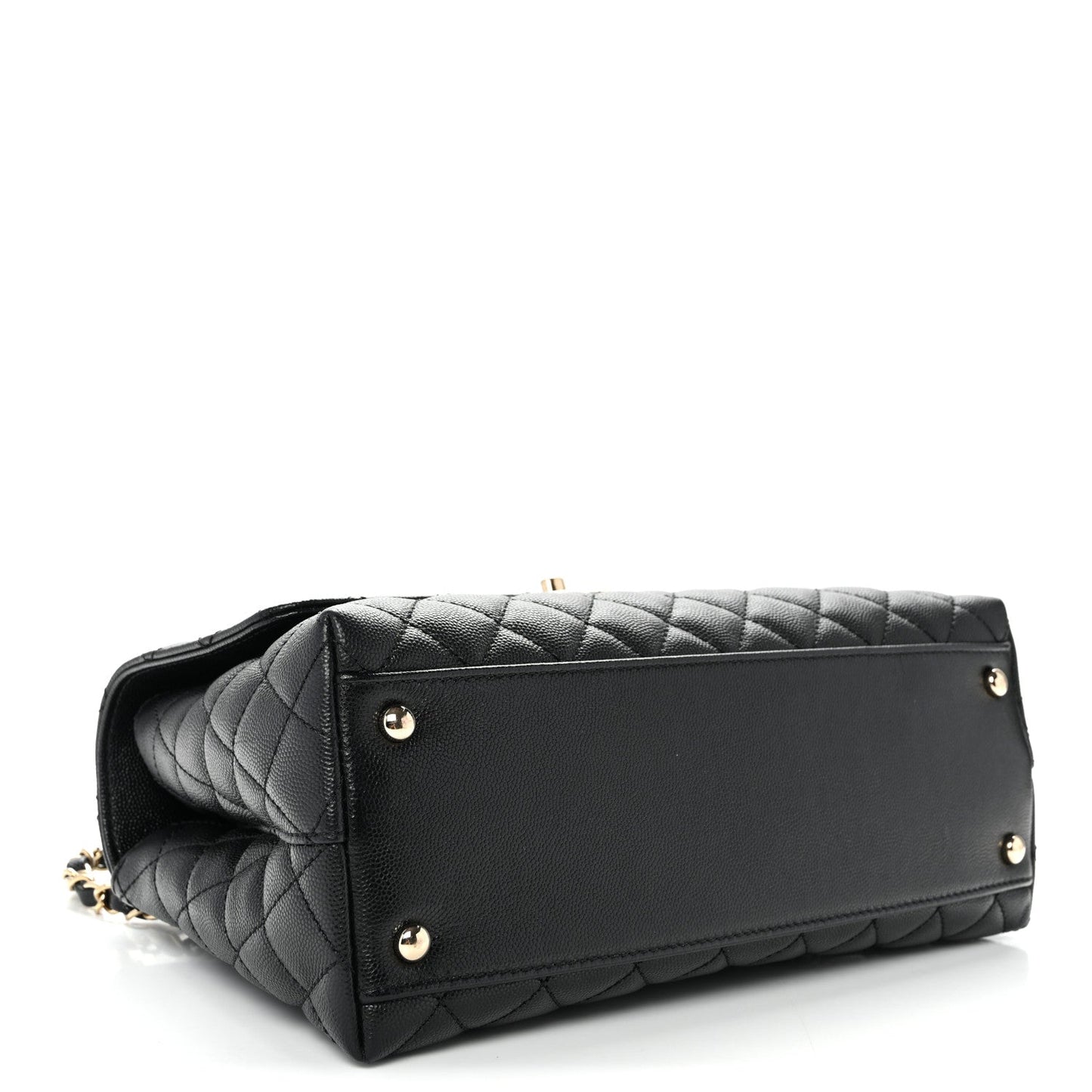 Caviar Quilted Small Coco Handle Flap Black