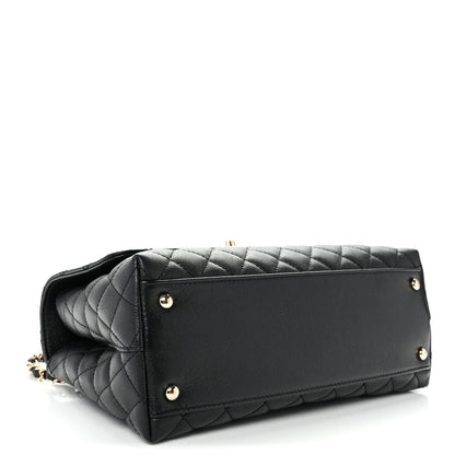 Caviar Quilted Small Coco Handle Flap Black