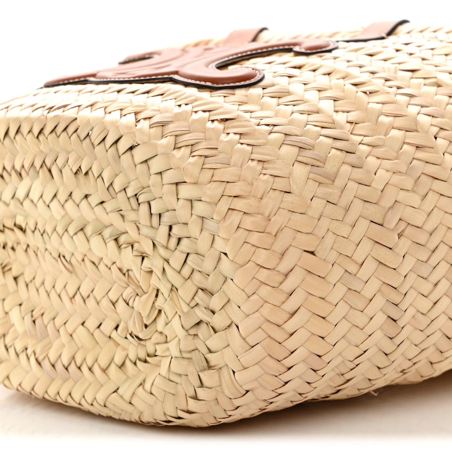 Raffia Calfskin Triomphe Teen Panier Tan