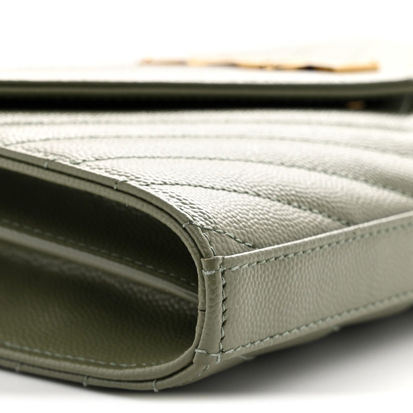 Grain De Poudre Matelasse Chevron Monogram Chain Wallet Light Sage