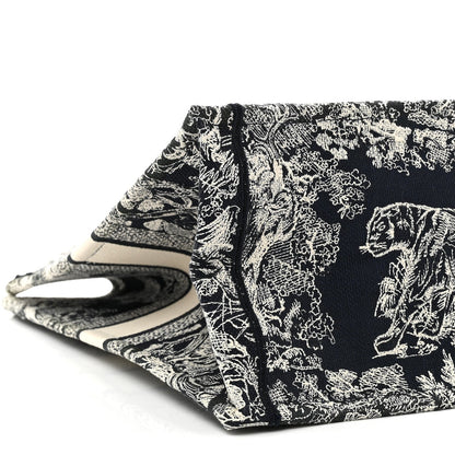Canvas Embroidered Large Toile De Jouy Reverse Book Tote Blue