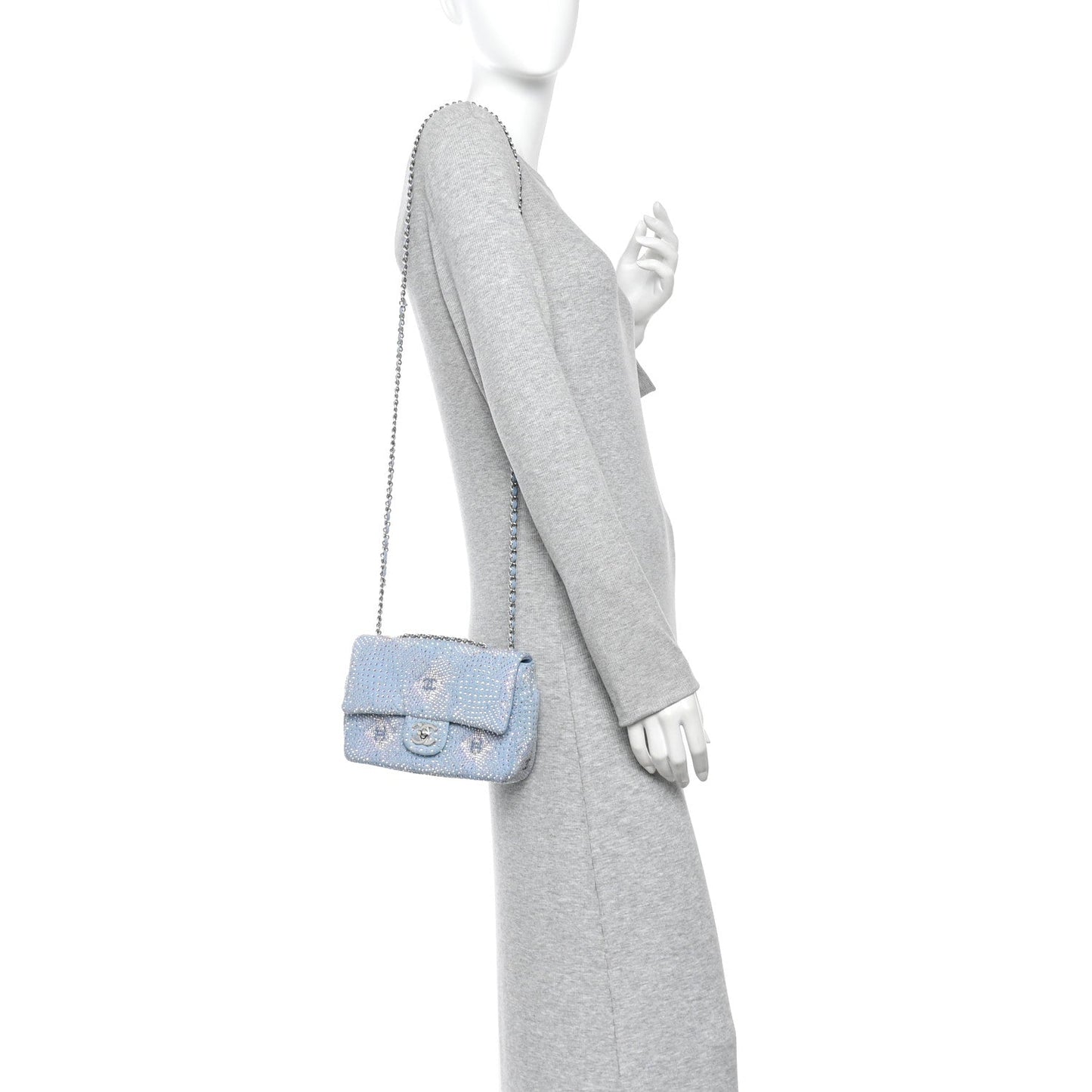 Denim Strass Evening Flap Bag Blue