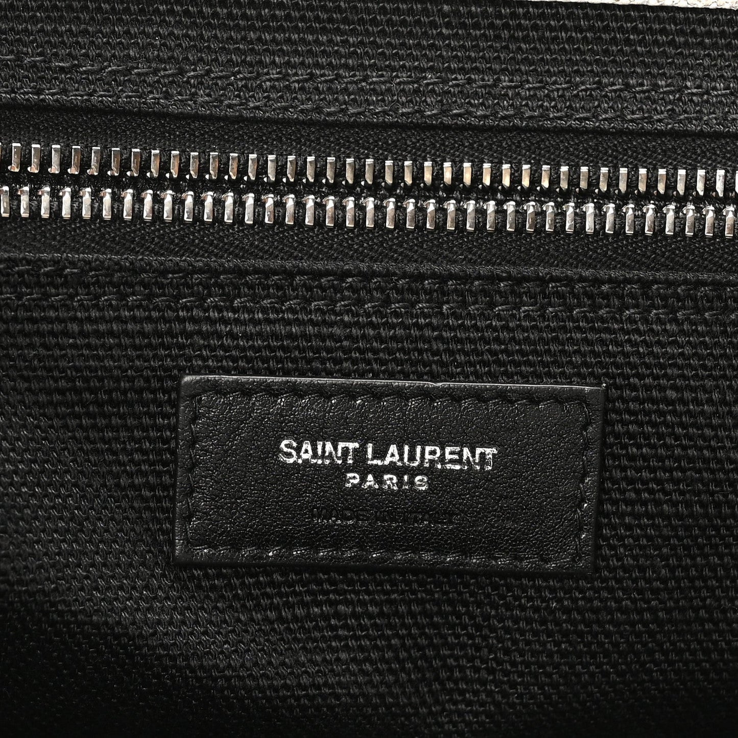 Linen Calfskin Rive Gauche North South Tote White Black