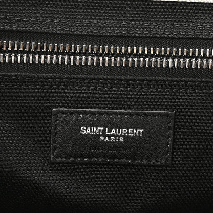 Linen Calfskin Rive Gauche North South Tote White Black