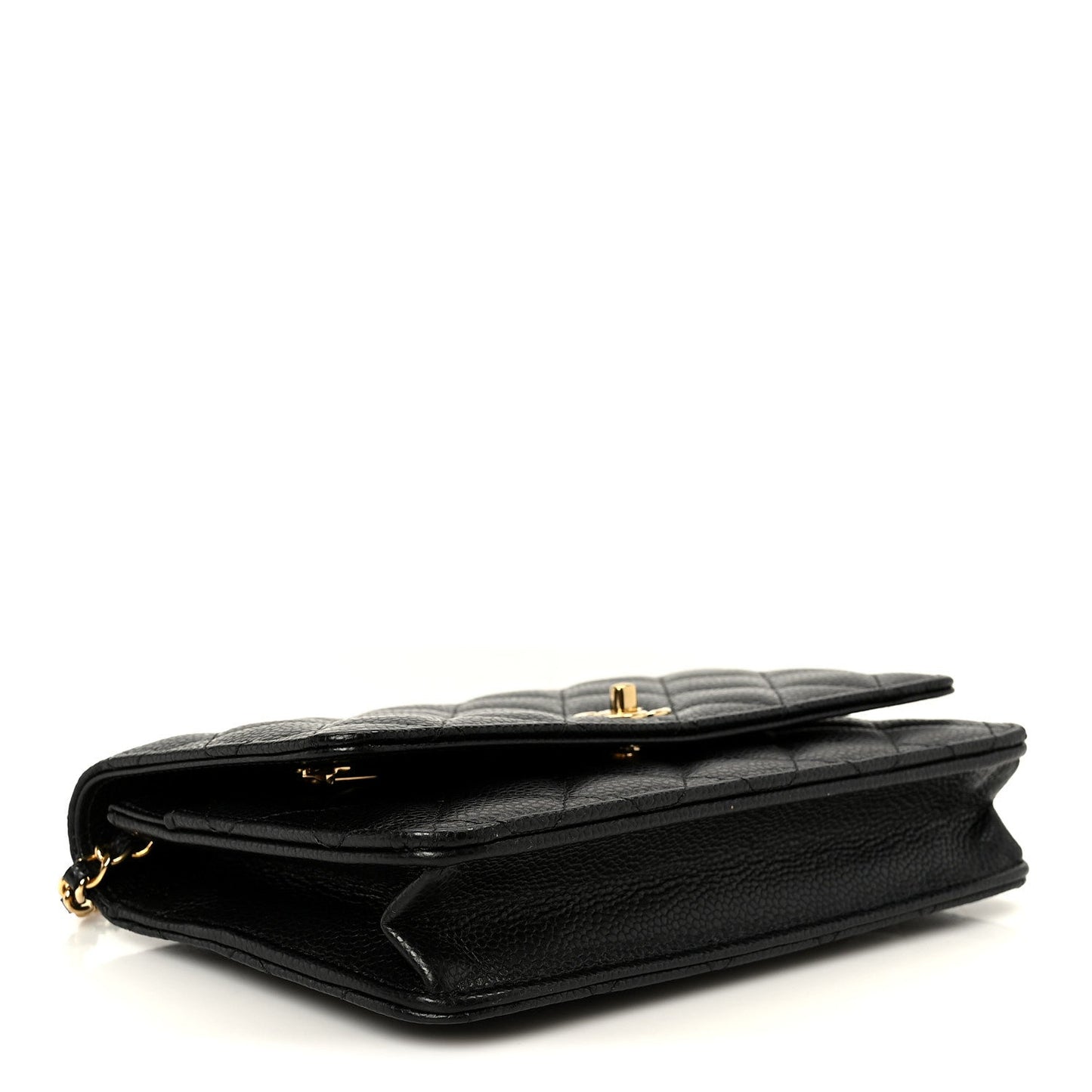 Caviar Quilted CC Turnlock Wallet On Chain WOC Black