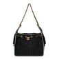 Braided Raffia Calfskin Small Chanel 25 Handbag Black White