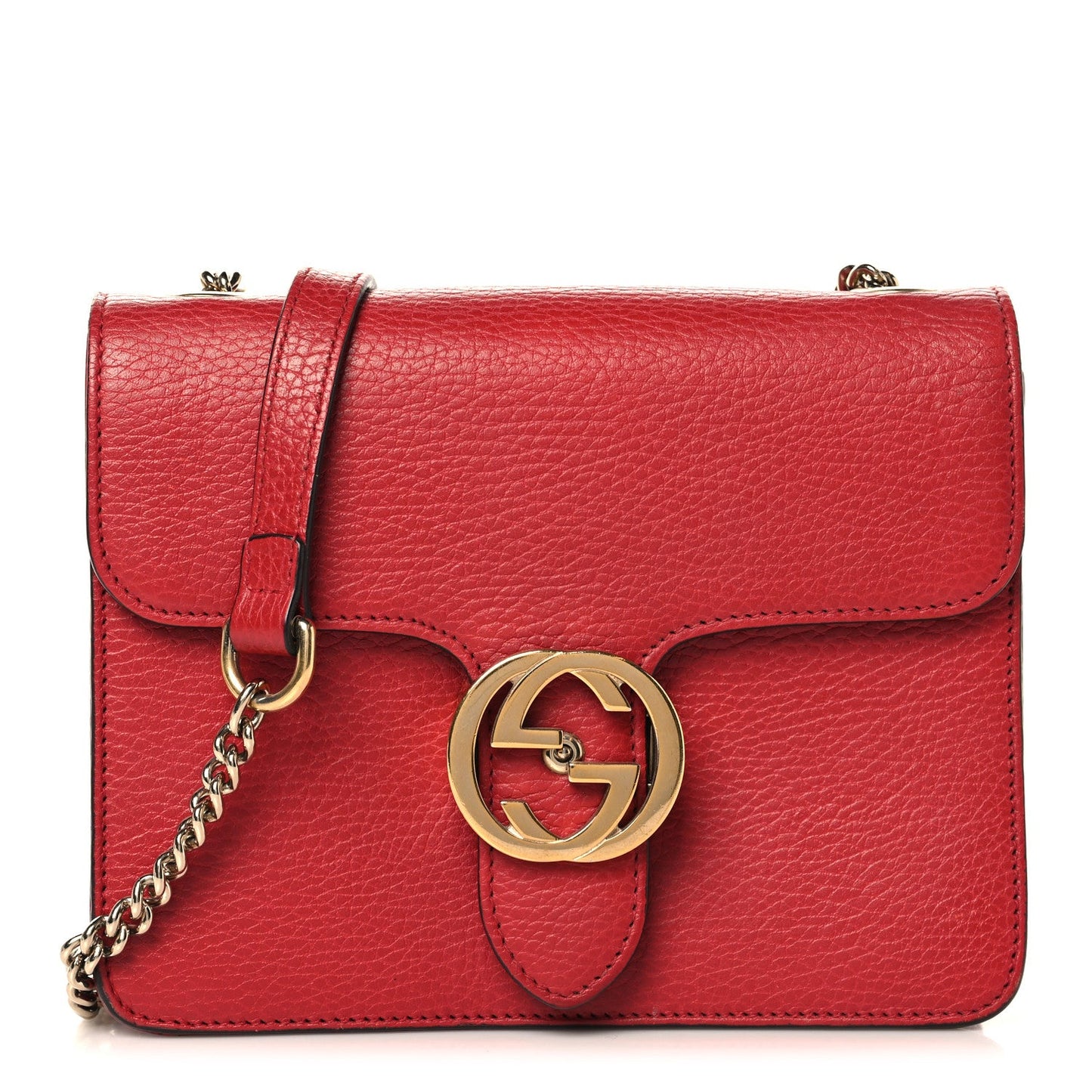 Dollar Calfskin Small Interlocking G Shoulder Bag Red