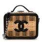 Raffia Patent Small CC Filigree Vanity Case Black