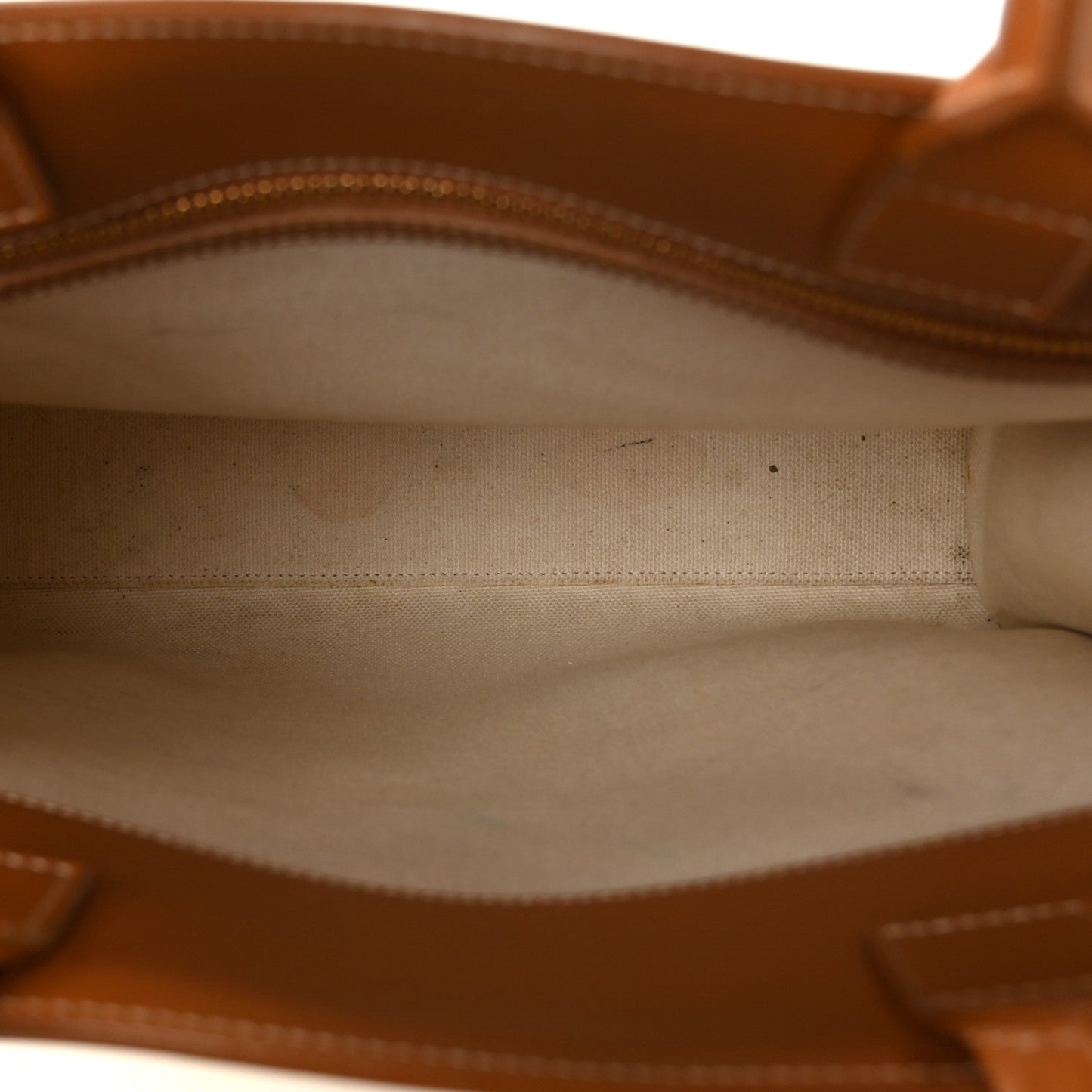 Canvas Calfskin Logo Print Small Vertical Cabas Natural Tan