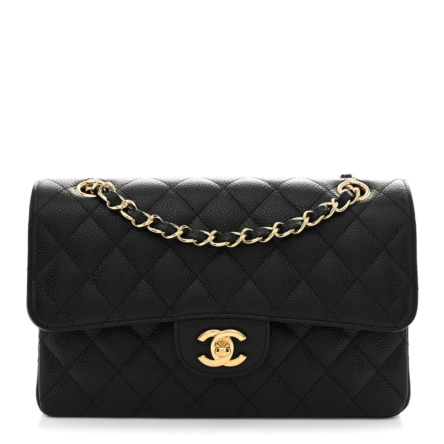 Caviar Quilted Small Double Flap Black