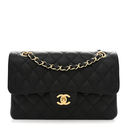Caviar Quilted Small Double Flap Black