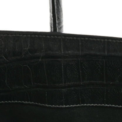 Calfskin Crocodile Embossed Baby Sac De Jour Black