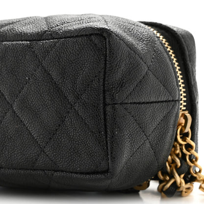 Caviar Quilted Mini Top Handle Vanity With Chain Black
