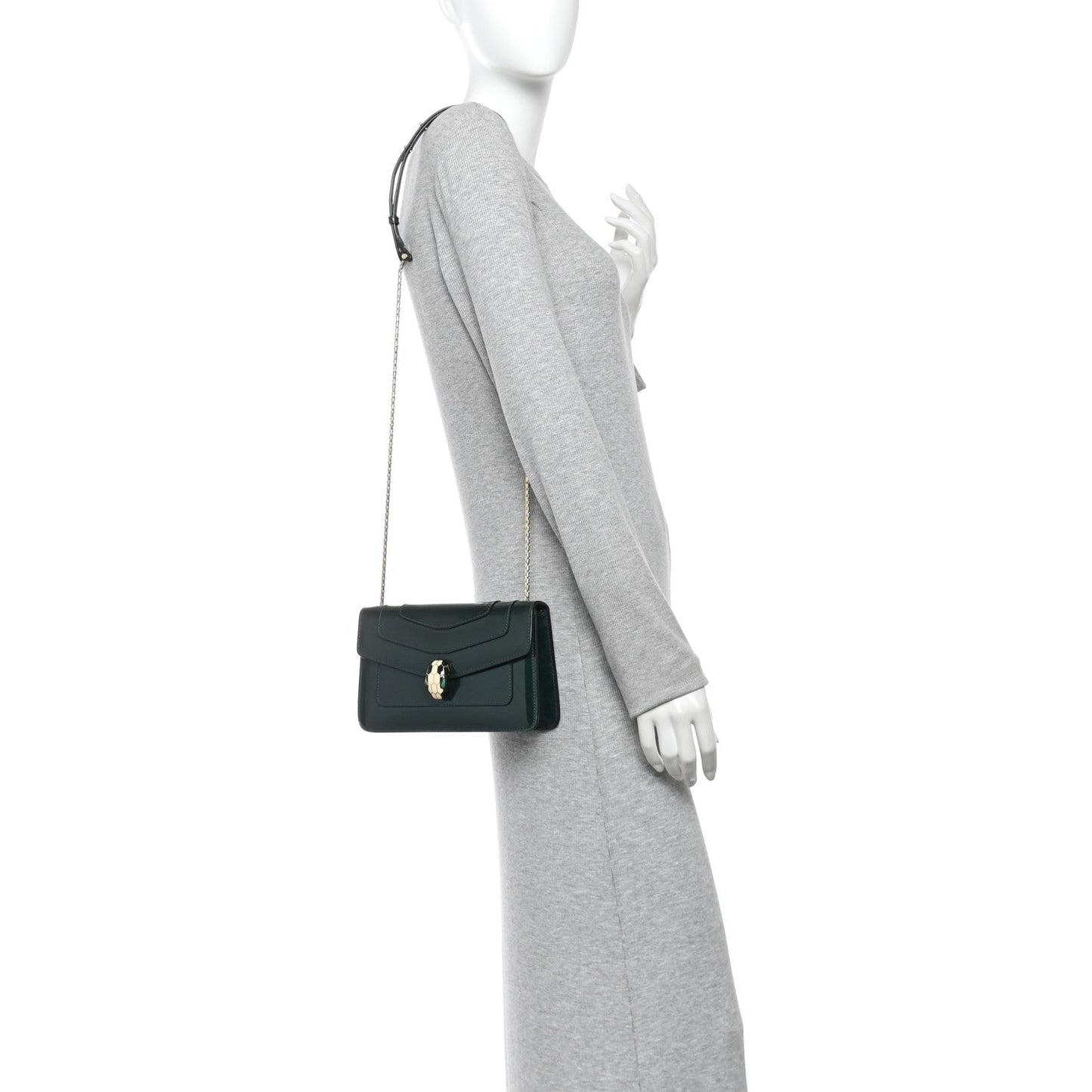 Metallic Serpenti Forever Small Shoulder Bag Green