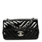 Patent Calfskin Chevron Quilted Extra Mini Flap Black