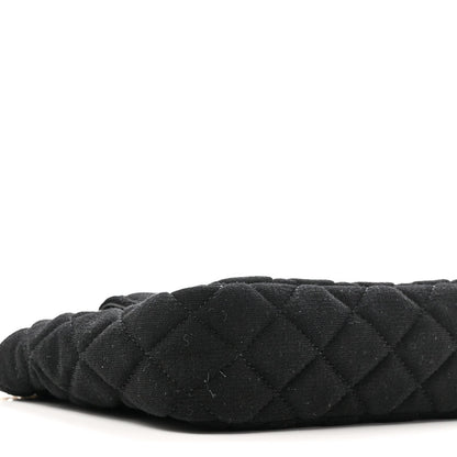 Jersey Quilted Small Wavy CC Hobo Black
