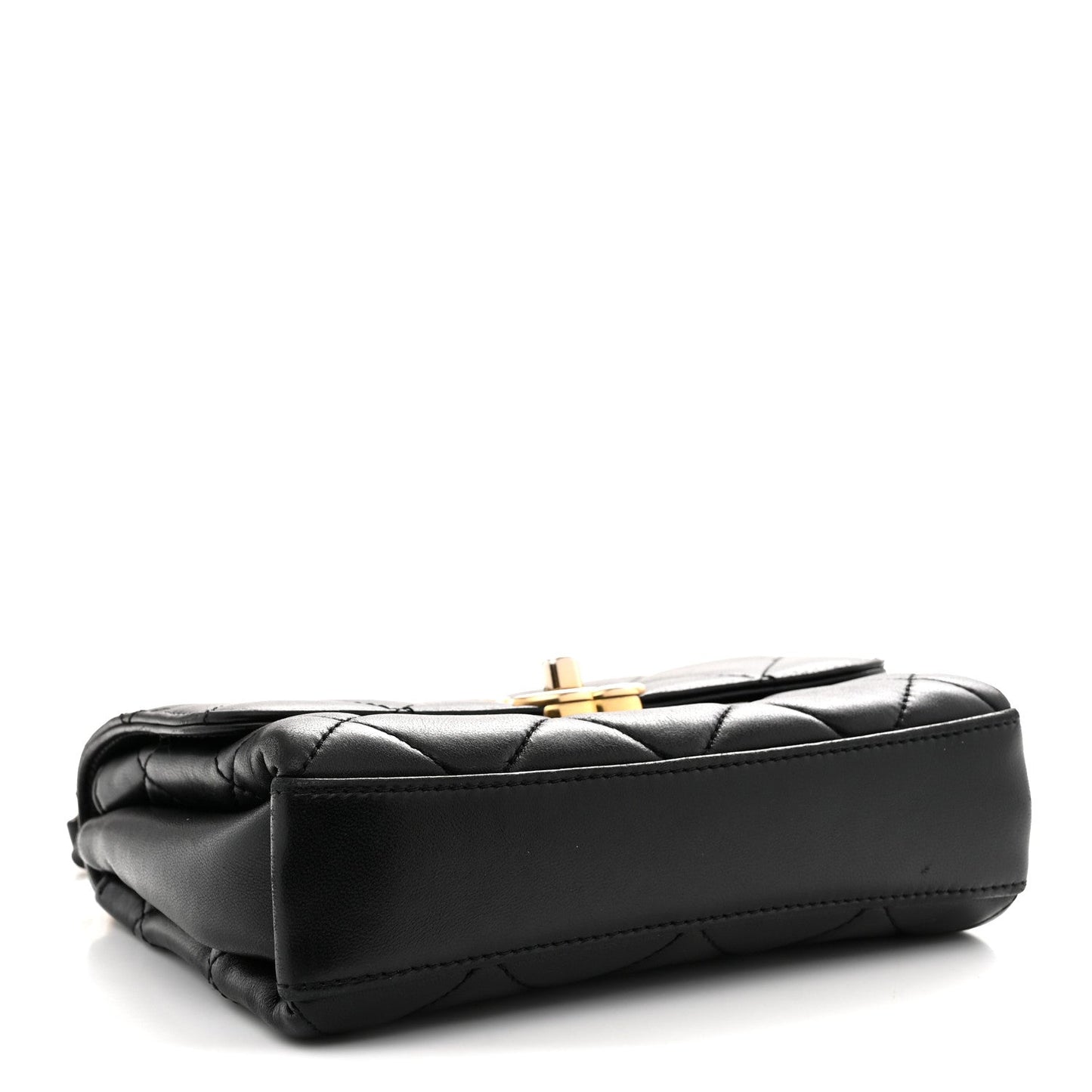 Lambskin Quilted Mini CC Crystal Logo Chain Flap Black