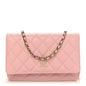Caviar Quilted Wallet on Chain WOC Light Pink