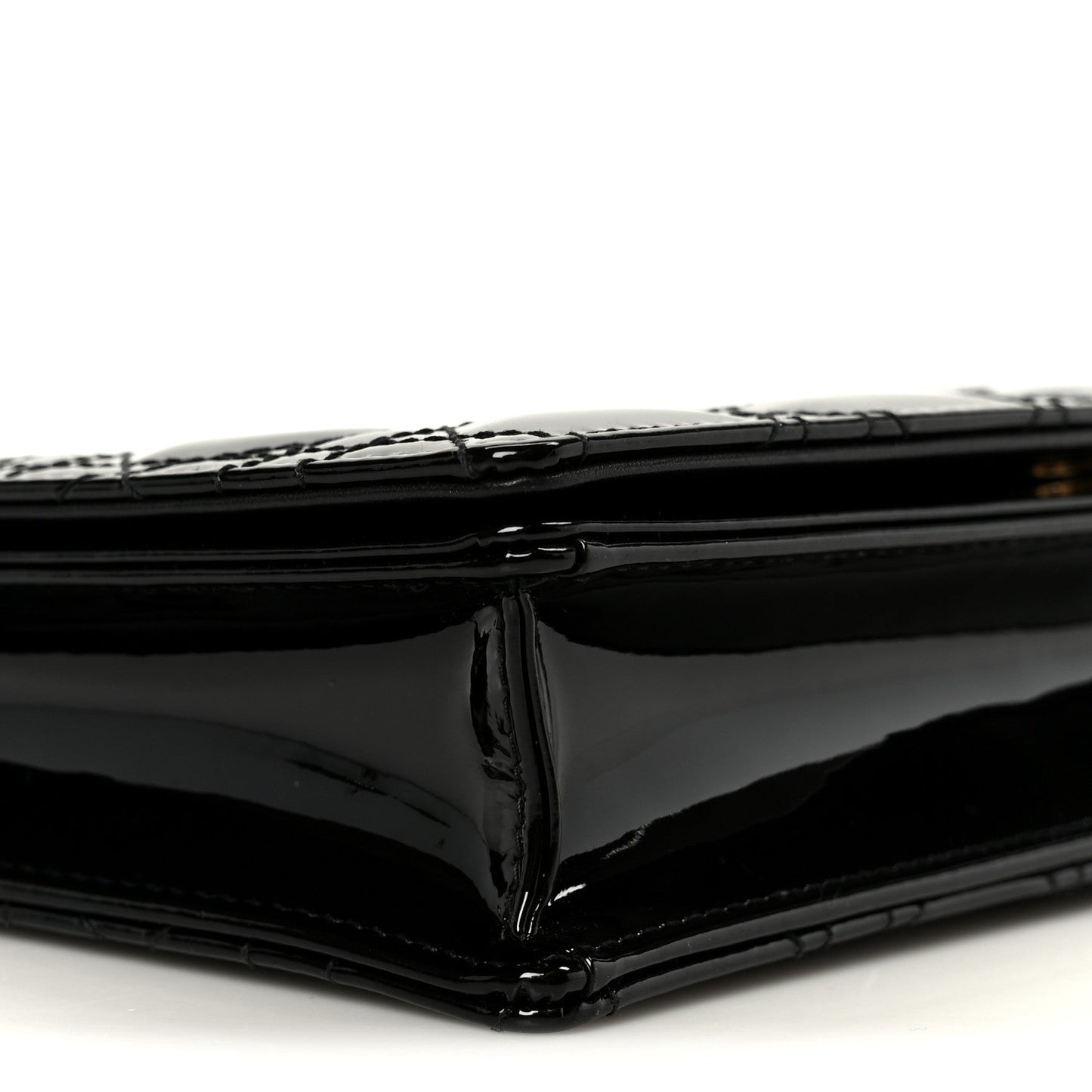 Patent Cannage Lady Dior Convertible Clutch Black